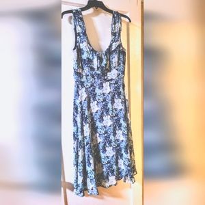 Pretty Blue white and black floral,summer, wedding guest, spring, pretty